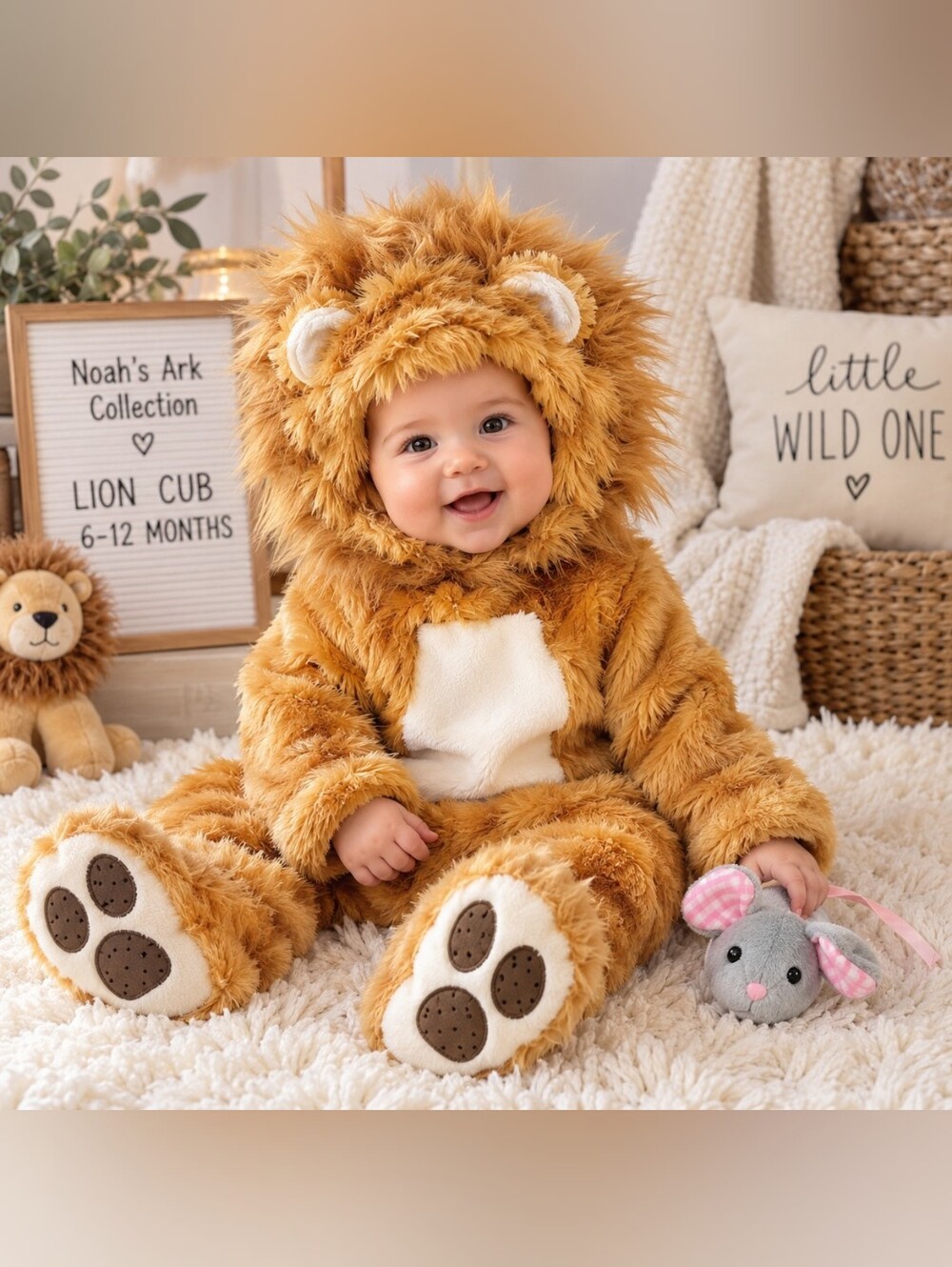 Rubie’s Noah’s Ark Lion Cub Baby Costume 6-12 Months 3 Piece Plush Halloween